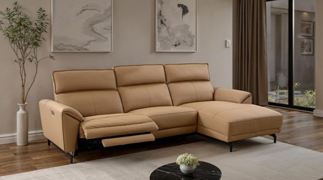 Furniture of America® Theola Light Brown Power Reclining Sectional with Right Chaise-1
