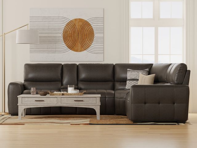 York 6 Piece Power Leather Sectional-1