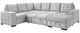 Mazin Furniture Geneva 4-Piece Light Gray Right-Arm Facing Pullout Sleeper Sectional and Storage Chaise-0