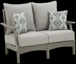 Signature Design by Ashley® Visola Gray Nuvella/Polyethylene Outdoor Loveseat with Cushion