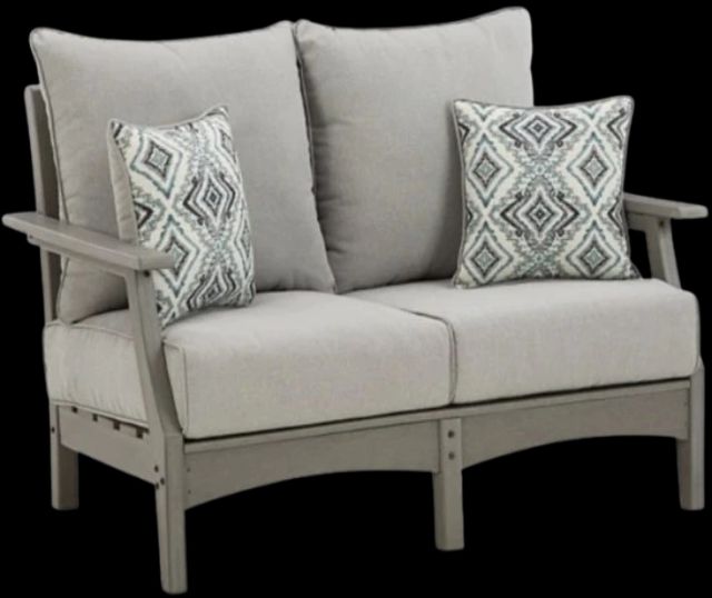 Signature Design by Ashley® Visola Gray Nuvella/Polyethylene Outdoor Loveseat with Cushion-0