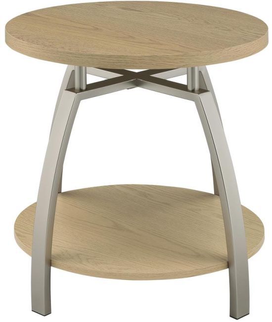 Coaster® Dacre Greige End Table with Satin Nickel Base-3
