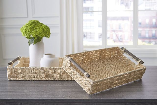 Signature Design by Ashley® Halima 2-Piece Tan Tray Set-4