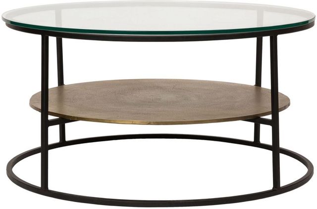 Moe's Home Collection Callie Glass Top Coffee Table with Antique Brass Frame-1
