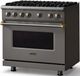 Viking® 5 Series 36" Damascus Gray Pro Style Gas (NG) Range with Brushed Brass Trim-2