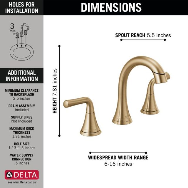 Delta Kayra® Champagne Bronze 2-Handle Widespread Pull-Down Bathroom Faucet-1