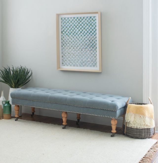 Linon Isabelle Blue Linen Bench-1