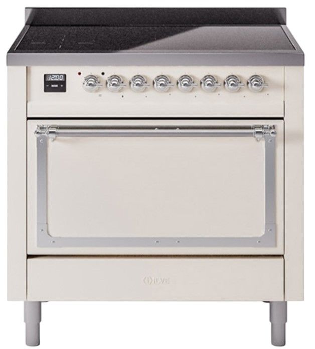 Ilve® Nostalgie II Noblesse 36'' Antique White Pro Style Induction Range with Chrome Trim-0