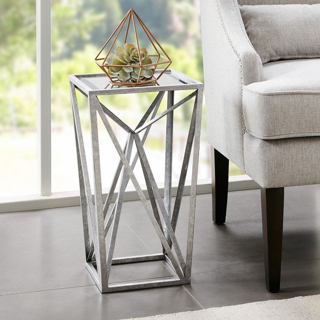 Olliix by Madison Park Silver Zee Angular Mirror Accent Table-3