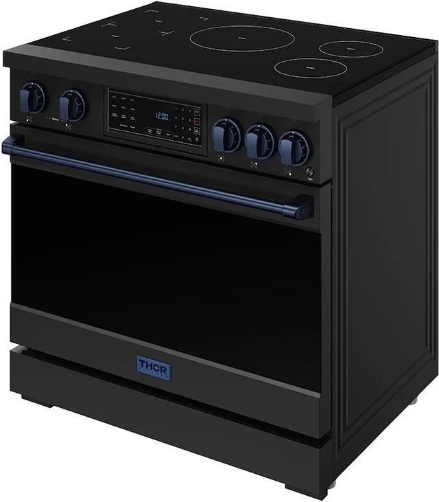 Thor Kitchen® Gordon Ramsay Collection 36" Black Pro Style Induction Range with Tilt Panel Touch Control and Blue Trim-3