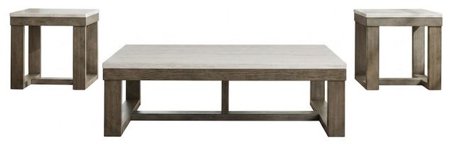 Steve Silver Co. Calla 3-Piece Driftwood/White Marble Occasional Table Set-0