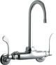 Elkay Chrome Foodservice 3-8" Adjustable Centers Wall Mount Faucet with 4" Wristblade Handle-0