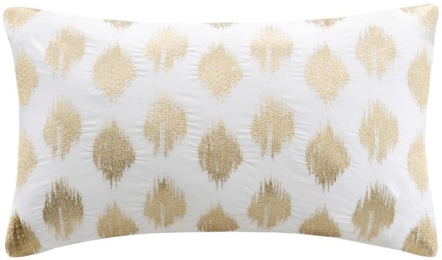 Olliix by INK+IVY Gold Nadia Dot Metallic Gold Embroidery Oblong Pillow-0