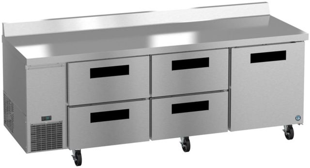 Hoshizaki Steelheart® 93" 30.17 Cu. Ft. Stainless Steel Three Section Worktop Side Mount Refrigerator with 4-Drawer/Door Combo-2
