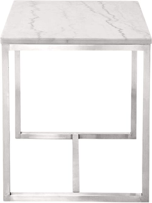 Magnussen Home® Esme White Marble Top Rectangular End Table with Brushed Nickel Frame-3