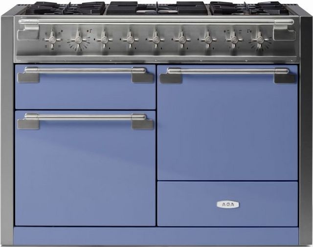 AGA™ Elise 48" Stainless Steel Pro Style Dual Fuel Range with Carnaby Blue Door