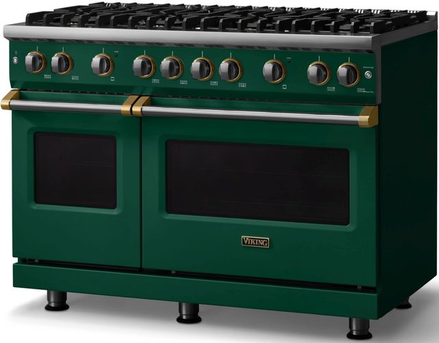 Viking® 5 Series 48" Ivy Pro Style Gas (LP) Range with Brushed Brass Trim-2