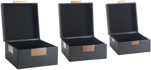StyleCraft Norman Wyatt Home 3-Piece Bronze/Dark Smoke Leather Accessory Boxes-1