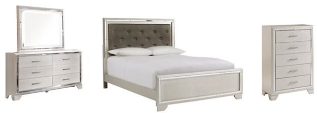 Signature Design by Ashley® Lonnix 4-Piece Silver Queen Panel Bed Set-0