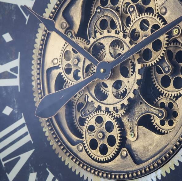 YHD Dark/Gold Aged Roman Gear Clock-4