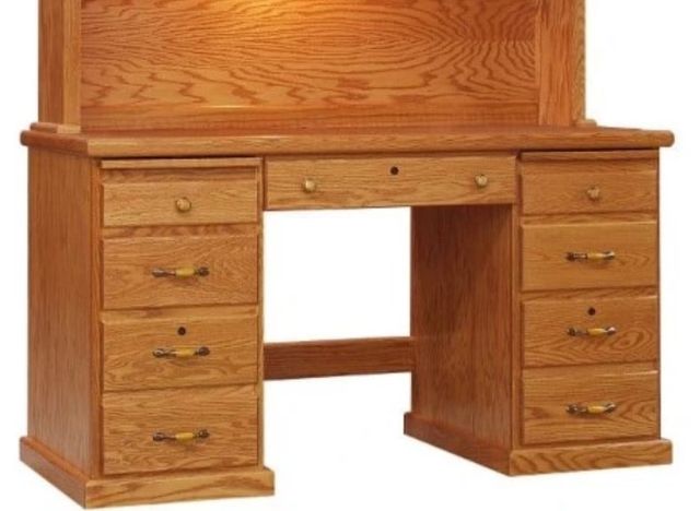 Wolfcraft Furniture Classic Brown 54" Desk with Tall Desk Hutch-2