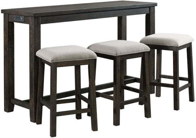 Elements International Stone Occasional 4-Piece Charcoal Occasional Bar Table Set-0
