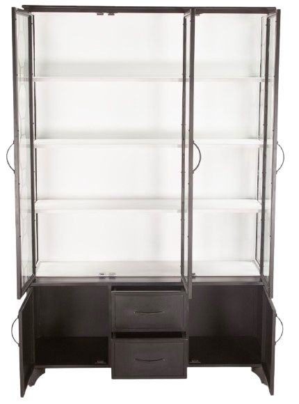 Home Trends & Design Pompeii Matte Black Display Cabinet-3