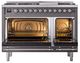Ilve® Nostalgie II Noblesse 48'' Graphite Matte Pro Style Dual Fuel Range with Copper Trim-2