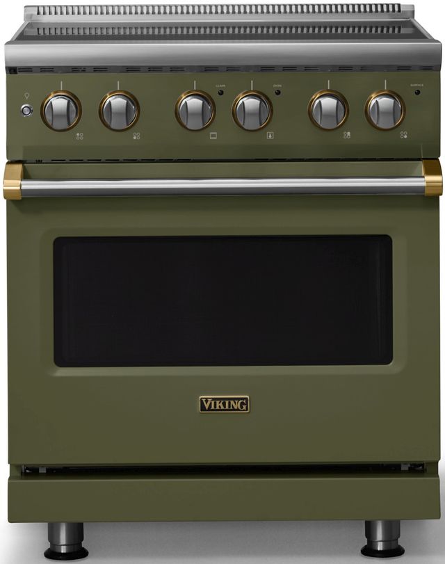 Viking® 5 Series 30" Martini Pro Style Electric Range with Brushed Brass Trim-0