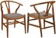 Coaster® Dinah 2-Piece Walnut/Brown Y-Shaped Back Wishbone Dining Side Chair Set-4