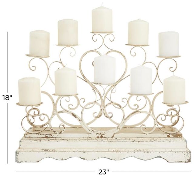 Deco Marche 10-Plate White Scroll Pillar Candelabra-3