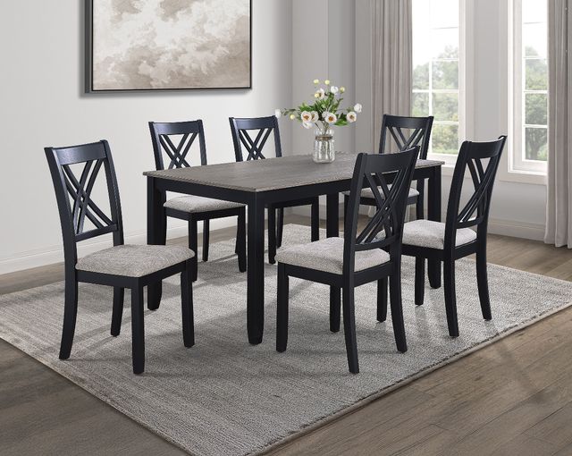 Crown Mark Eloise 7-Piece Black/Light Gray Dining Set-1