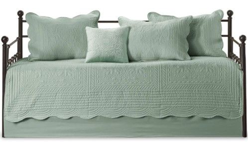 Olliix by Madison Park Tuscany 6-Piece Seafoam Reversible Scalloped Edge Daybed Cover Set-1