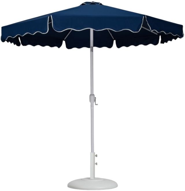 Meridian Furniture Amalfi Navy/Matte White Aluminum Outdoor Patio Umbrella and Round Base-0