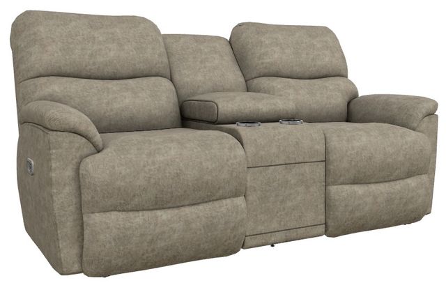 La-Z-Boy® Trouper Sable Power Reclining Loveseat with Console and Headrest-0