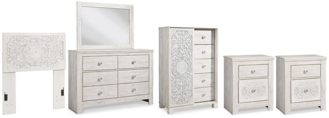 Signature Design by Ashley® Paxberry 6-Piece Whitewash Full Youth Panel Bed Set-0
