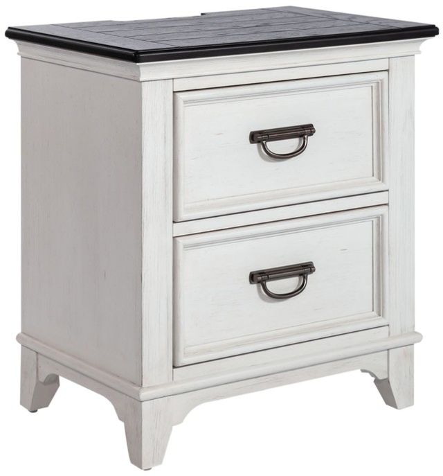 Liberty Furniture Allyson Park Charcoal/Wirebrushed White Nightstand with Charging Station -0