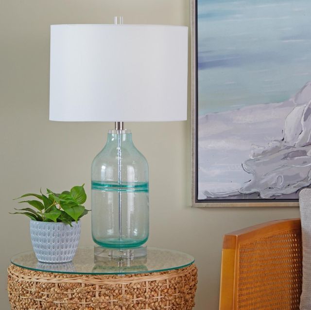 Deco Marche Teal/White 16" Table Lamp-4