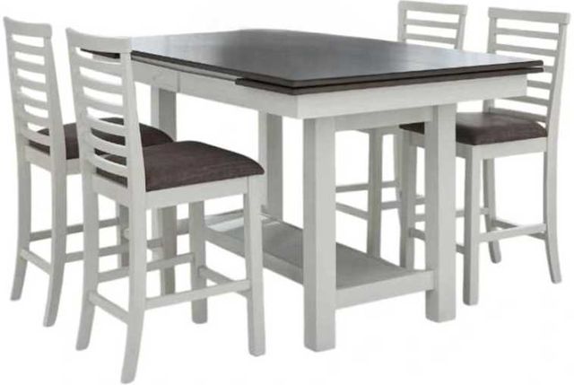 Liberty Furniture Brook Bay 5-Piece Carbon Gray/Textured White Gathering Table Set-0