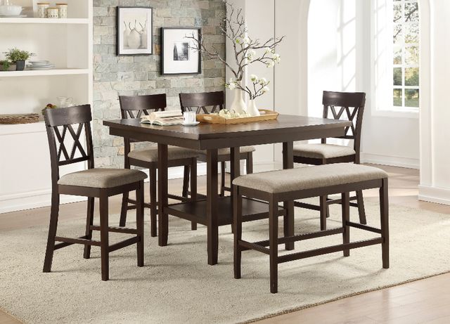 Homelegance® Balin Dark Brown Counter Height Chair Double X-Back-3
