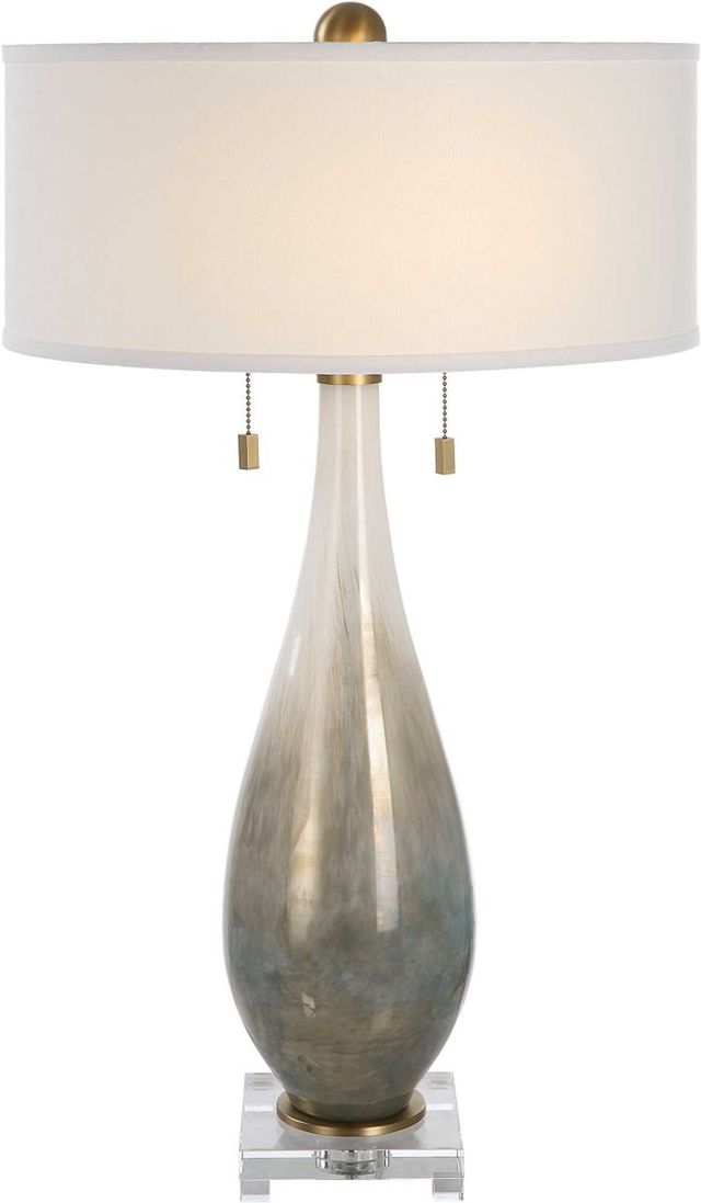 Uttermost® Cardoni Bronze/Gloss White Glass Table Lamp-0