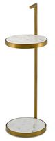 Currey & Company Silas White Marble Drinks Table with Antique Brass Frame -0