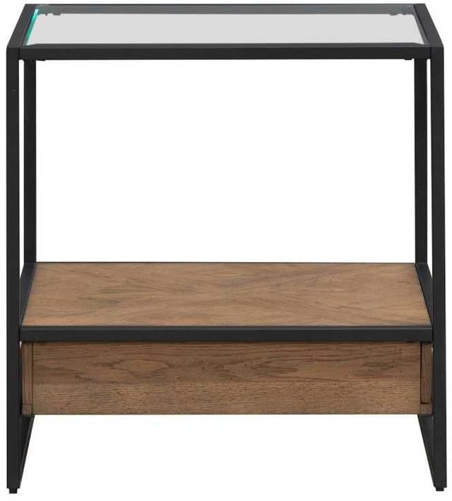 Liberty Furniture Bedford Glass Top End Table with Black/Weathered Oak Base-3