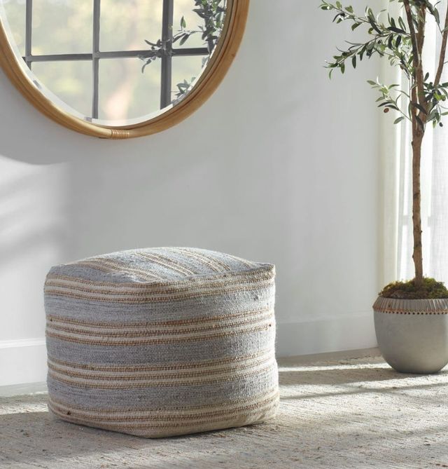 Uttermost® Mesick Light Gray Pouf-1