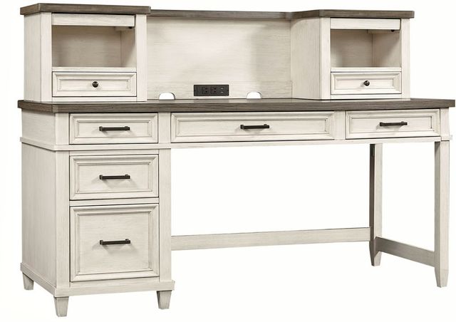 aspenhome® Caraway Pedestal Desk with Hutch and Return-2