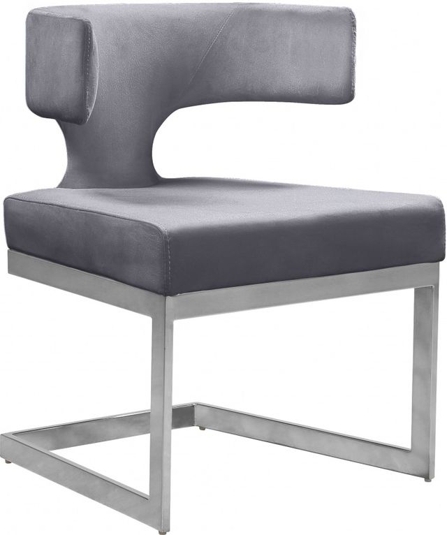 Meridian Furniture Alexandra Grey/Chrome Velvet Dining Chair-0