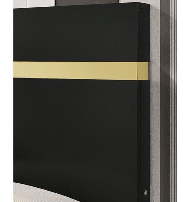 Furniture of America® Lillestrom Black/Gold Twin Panel Bed-1