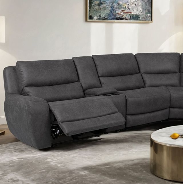 Furniture of America® Demetrius 6-Piece Granite Gray Power Reclining Sectional-2