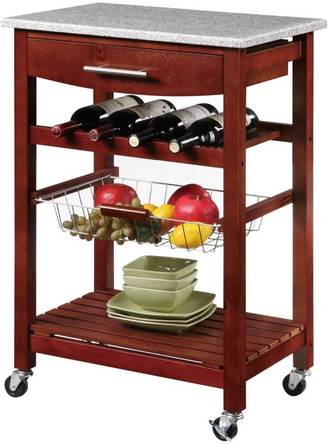 Linon Zoey Wenge Kitchen Island with Granite Top-3