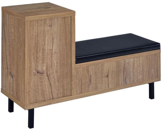 Coaster® Teller Black/Natural Oak Shoe Storage Bench-4